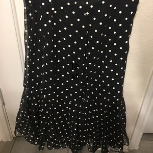Black skirt with white polka dots